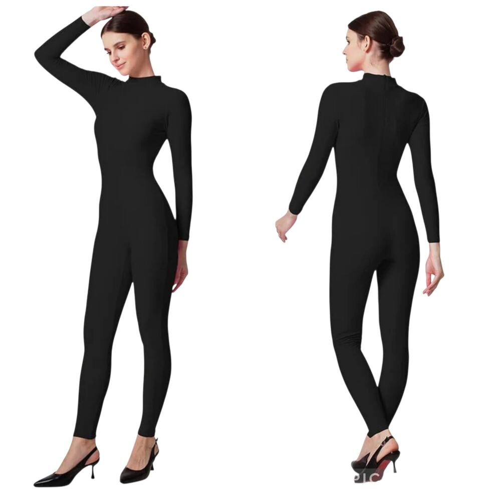 Speerise Women’s Turtleneck Long Sleeve Unitard Black Size 3XL / XXXL